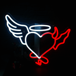Neon coeur ange et démon