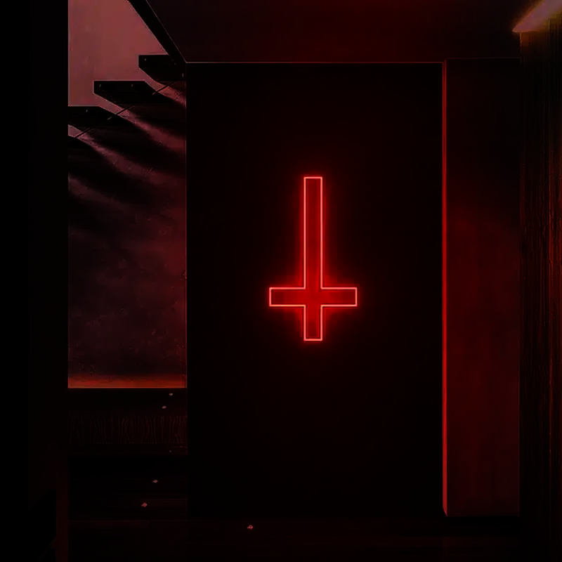 Néon Croix Inversée Rouge