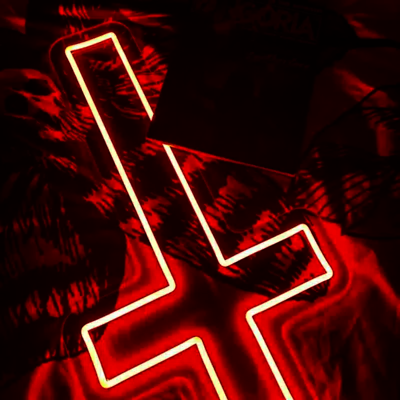 Néon Croix Inversée Rouge