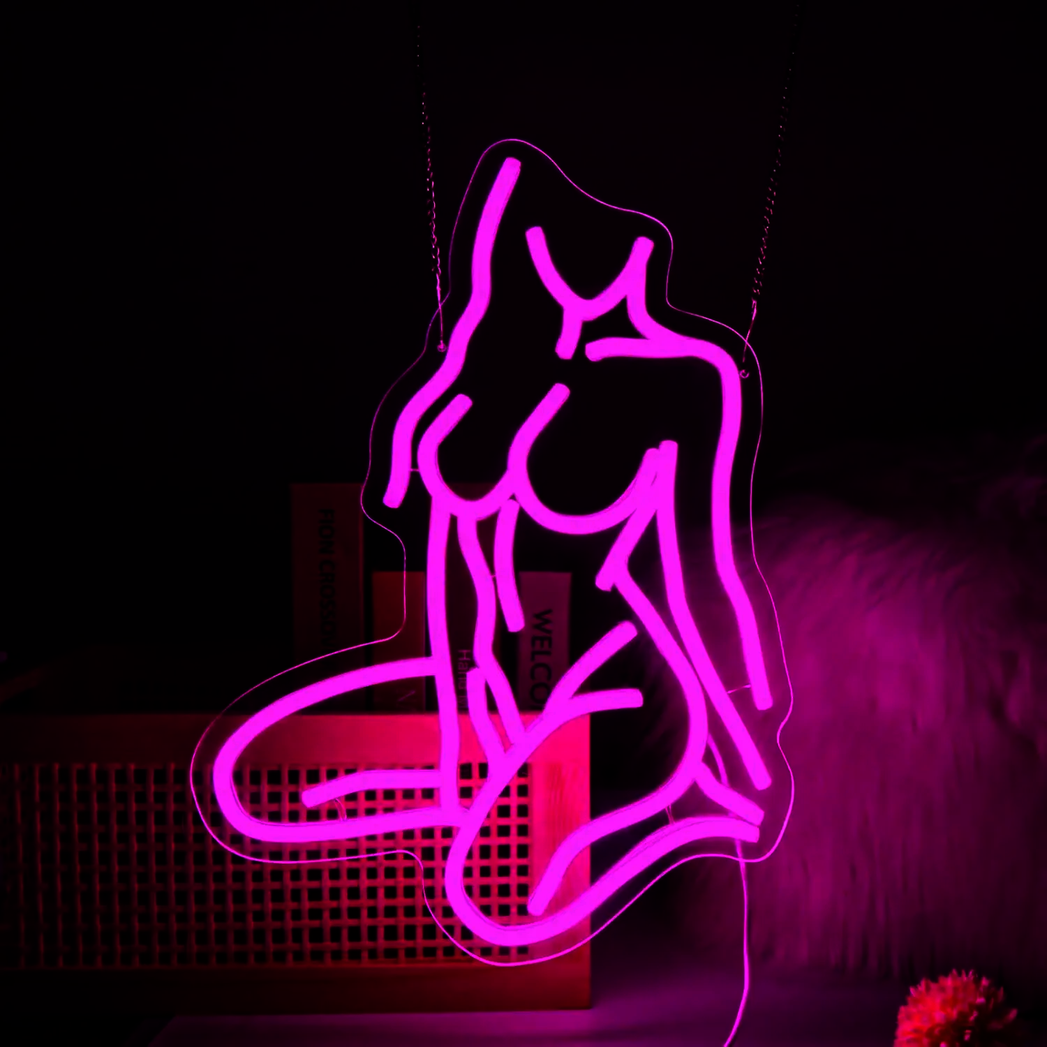 Neon Femme à Genoux