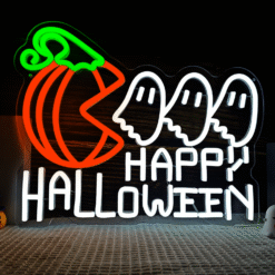 Neon Happy Halloween Pacman Citrouille