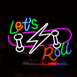 Neon Let’s Roll Skateboard